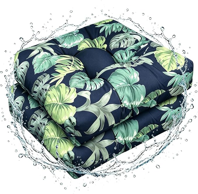Set of 2 Outdoor Indoor Rocking Chair Cushion Square Wicker Seat Cushion by DetailsMakeLifeMoreSoft