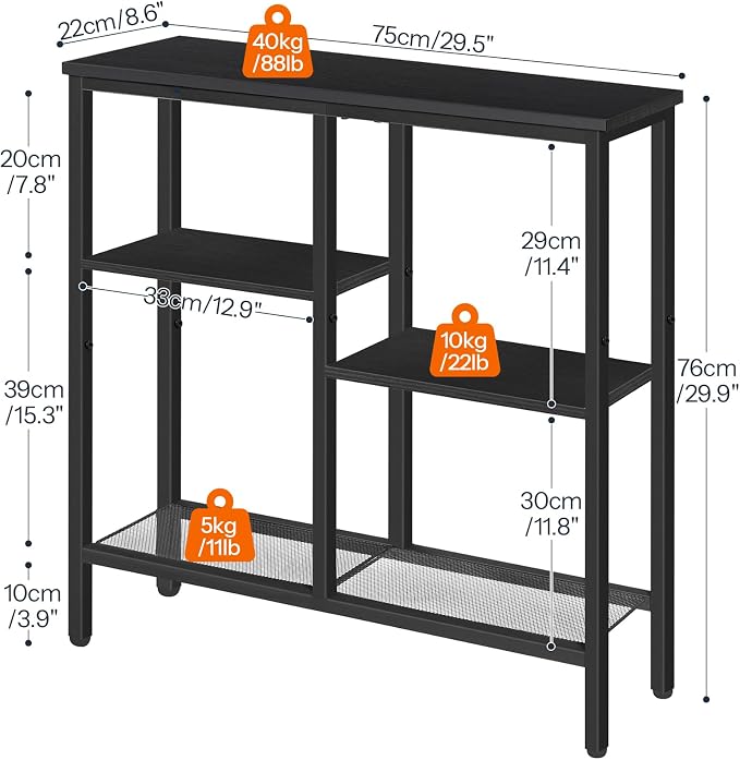 HOOBRO Narrow Console Table, Sofa Table, 4-Tier Industrial Entryway Table - Image 3