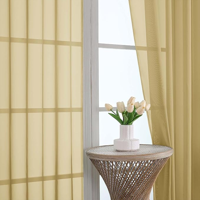 OWENIE Sheer Gold Curtains 108 Inches Long - Image 4