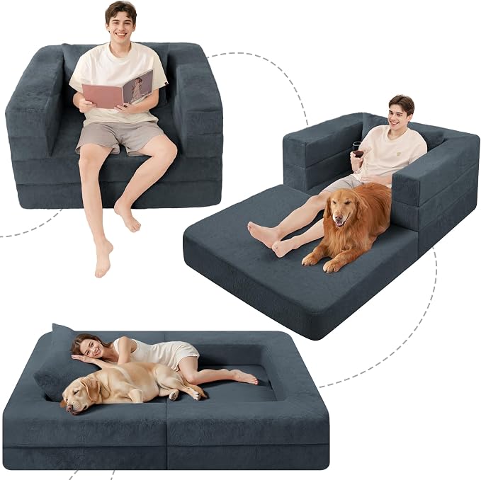 Futon Sofa Bed with Pillow, 3-in-1 Sleeper Sofa Bed with Removable Cover - Image 9