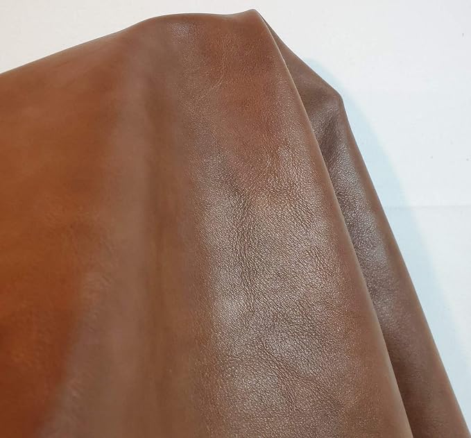 NAT Leathers | Tan Mid Brown Two Tone Antiqued Soft Faux Vegan Leather PU | 1 - Image 2