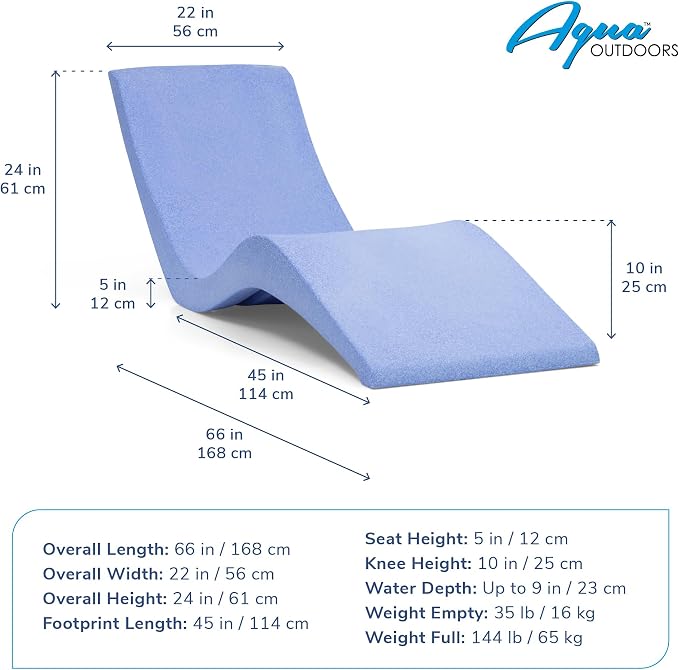 Aqua Outdoors - in-Pool Chaise Lounger - Pool & Sun Shelf Lounge Chair - - Image 3
