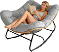 SUNCROWN Oversized Wicker Rocking Chair Indoor Outdoor, 450 LBS Heavy Duty by HOME