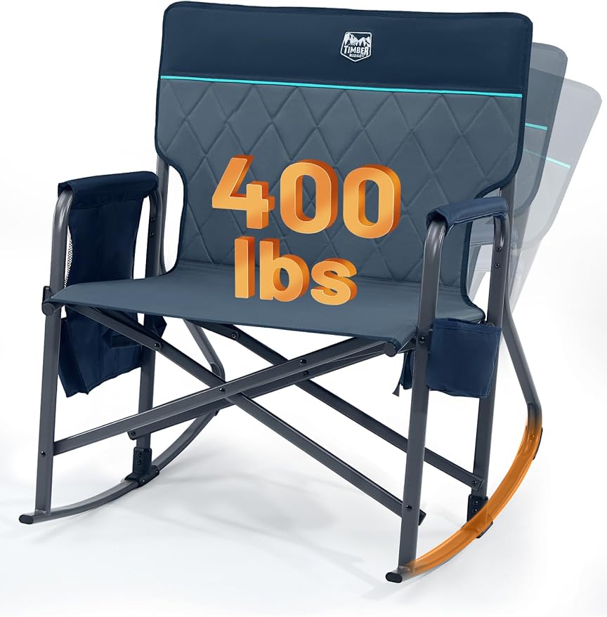 Timber Ridge Folding Oversized Rocking Camping Chair, 400lbs Capacity Portable by TIMBERRIDGE