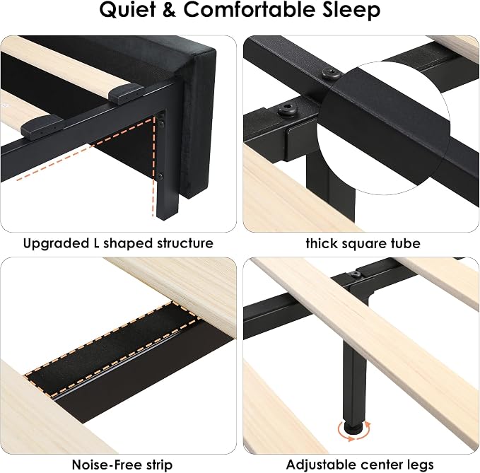 Queen Size Bed Frame 54" Tall Headboard - Image 6