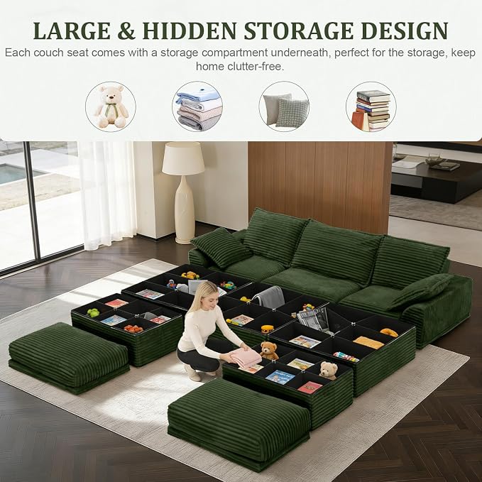 Upgrade Boneless Couch with Storage, Extra Deep&High Seat Modular Sectional - Image 4