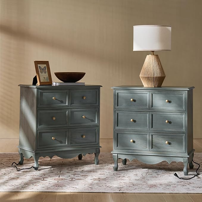 HULALA HOME 3-Drawer Nightstand by HULALAHOME