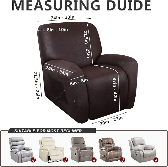ANARACHON Recliner Chair Covers Leather Like, 4 Pieces Recliner Cover - Image 3