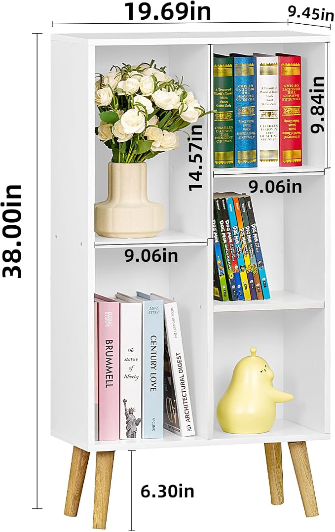 YAHARBO Small White Bookshelf, 3 Tier Modern Kids Bookcase - Image 2