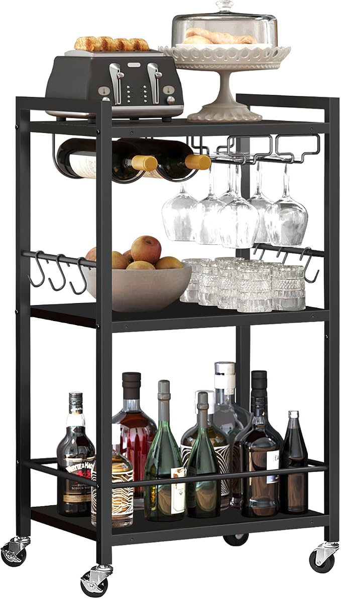 TUTOTAK Bar Cart, Home Bar Serving Cart, Microwave Cart, Drink Cart, Mobile by ChoosetutotakFurnitureBuildYourCozyHome