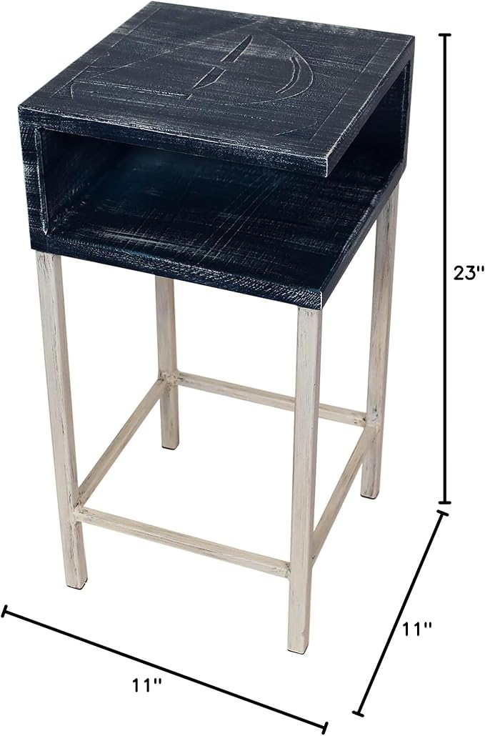 Furniture Barn USA Weathered Cottage and Navy Shelf Drink Table - Image 2