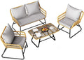 DWVO Outdoor Conversation Set 4 Piece, Outdoor Wicker Bistro Set by DWVO