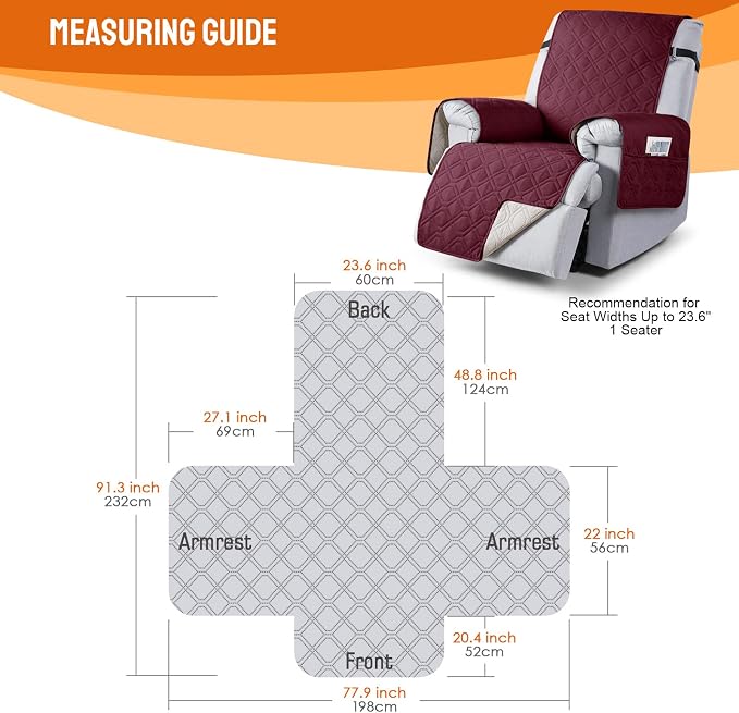 VANSOFY 100% Waterproof Recliner Chair Covers, Recliner Cover Non-Slip Dog - Image 2