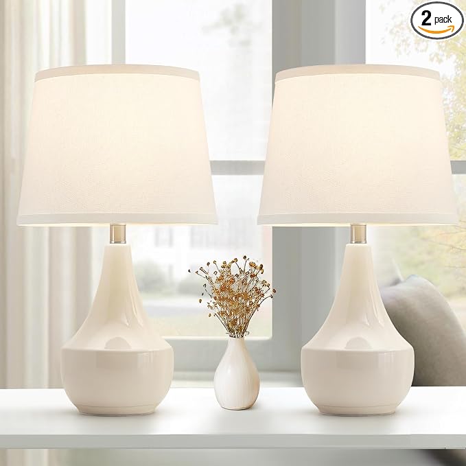 GyroVu 18" Table Lamp Set of 2, Ceramic Table Lamp Classic Beside Lamps by WelcomeGyroVu