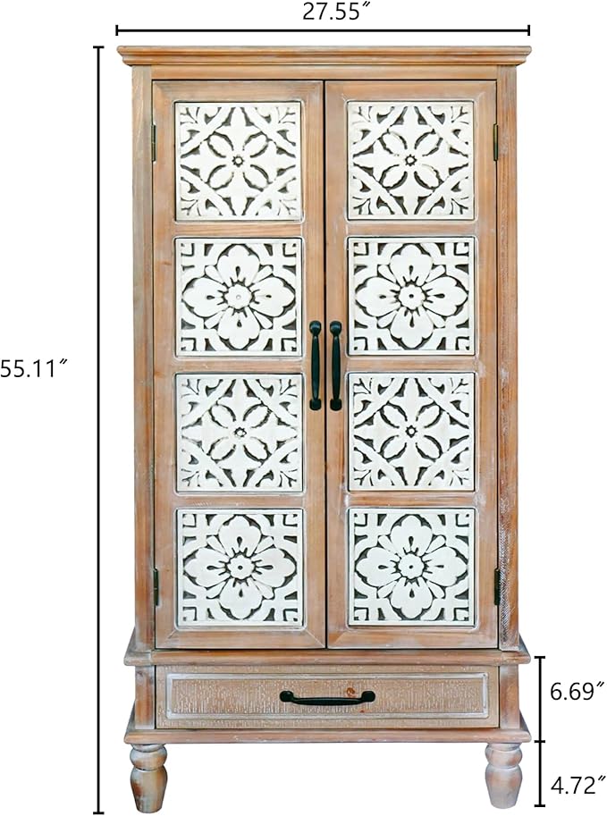 LKTART 55" Tall Vintage Sideboards Carved Wood Buffet Cabinet, Farmhouse Pantry - Image 2