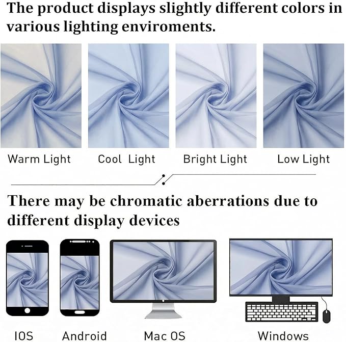 Lecloud Denim Blue Sheer Curtains 54 Inch Length 2 Panels, Voile Light - Image 7