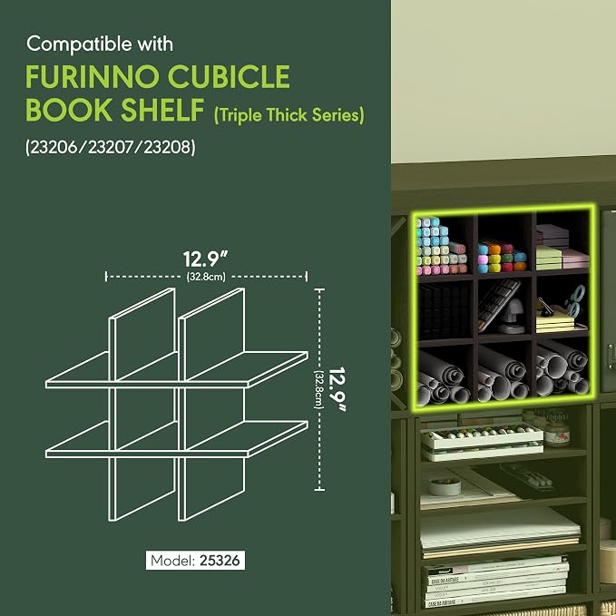 Furinno Cubicle Cube Insert, 9-Compartment Cube Organizer, Geometric Shelf - Image 3