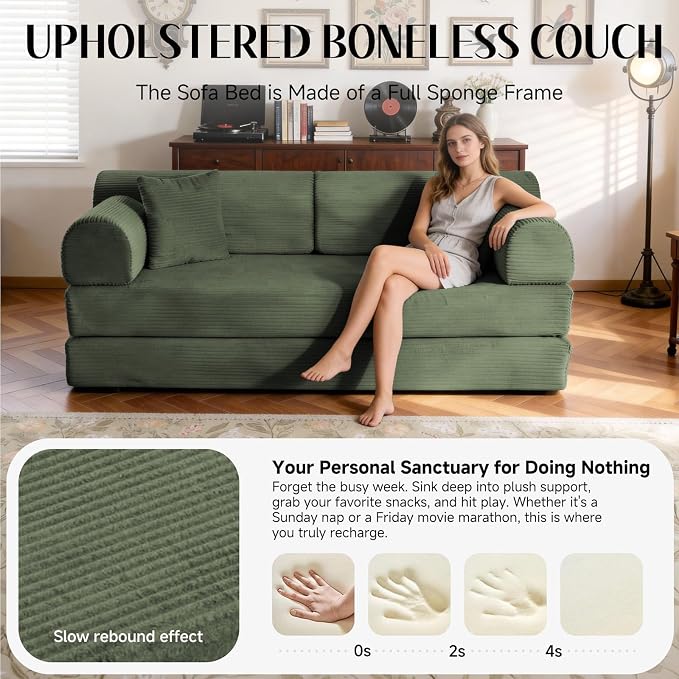 79'' Convertible Sofa Bed, 6 in 1 Folding Floor Futon Couch Sleeper - Image 4