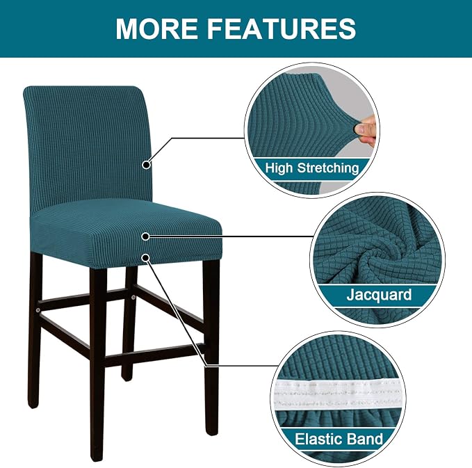 Turquoize Stretch Bar Stool Cover Counter Stool Pub Chair Slipcover - Image 4