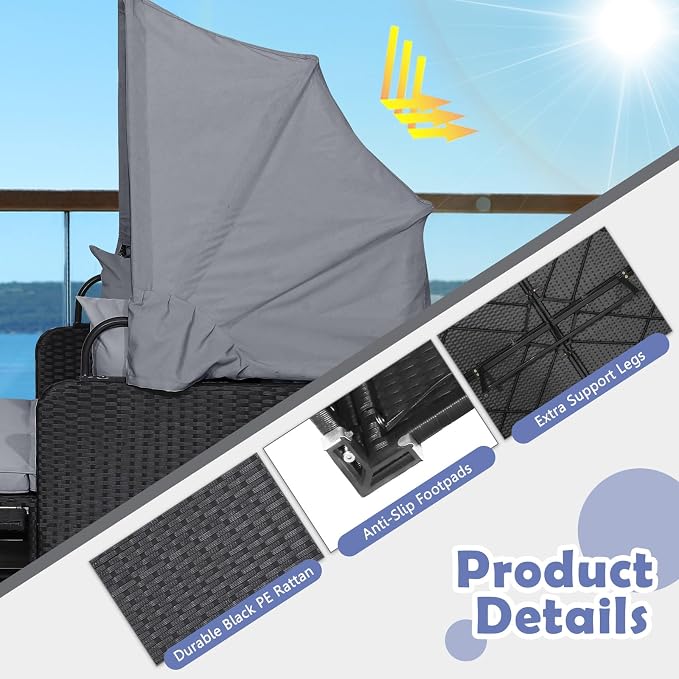 Tangkula Patio Rattan Daybed - Image 5