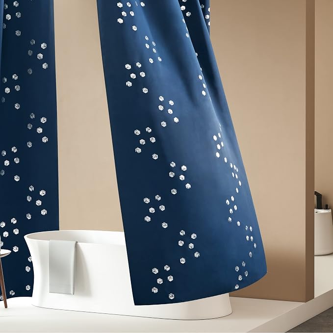 Deconovo Designer Series Silver Cubic Print Blackout Curtains - Image 4