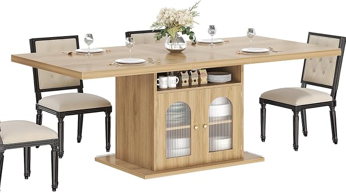 HSH Dining Table for 4–6, 63 Inch Wood Farmhouse Kitchen Table - Image 9