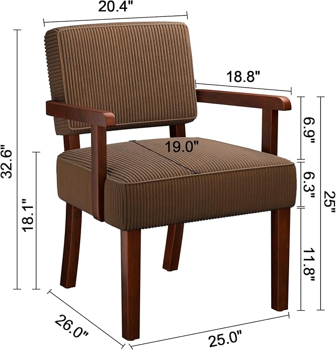 FAGAGA Corduroy Accent Chair, Mid Century Modern Armchairs - Image 2