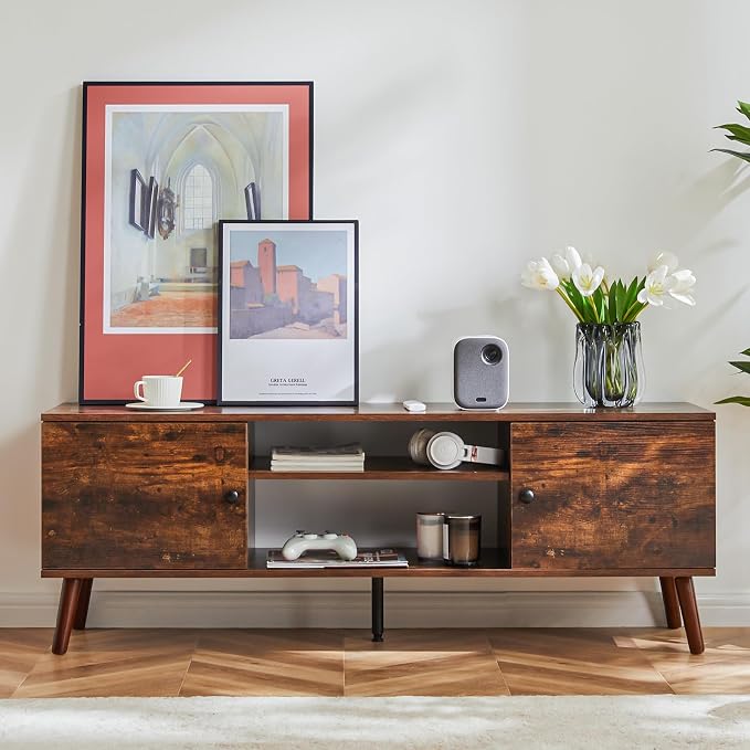Sweetcrispy TV Stand for 55 60 inch TV, Modern Mid Century Entertainment Center - Image 2
