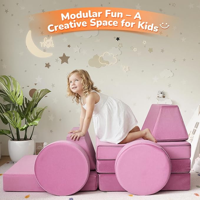 MeMoreCool Toddler Couch for Girls, 8-Piece Modular Kids Play Couch in Dusty - Image 7