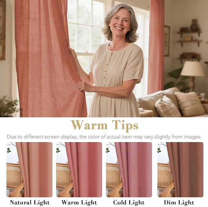H.VERSAILTEX Linen Curtains Home Decorative Nickel Grommet Semi Sheer Curtains - Image 3