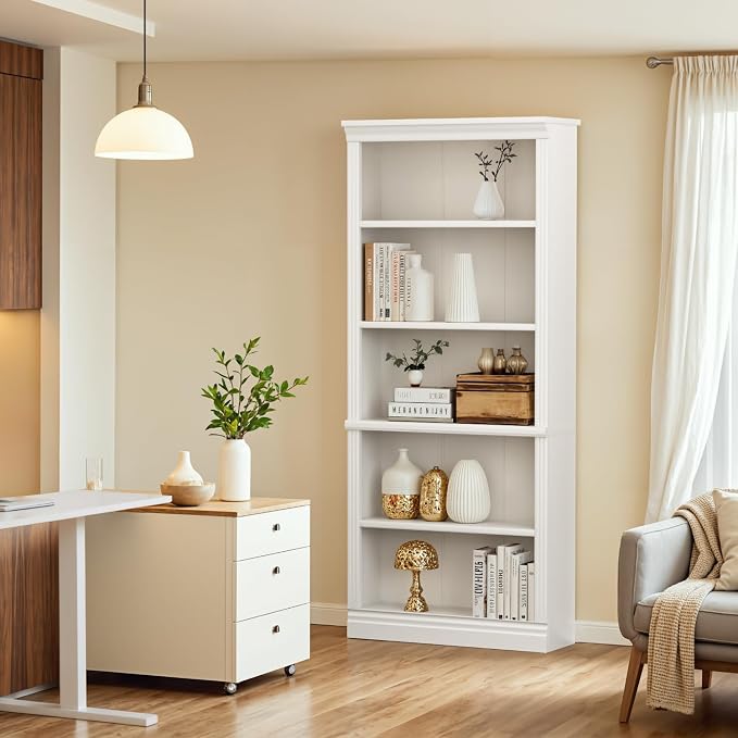 Furniwell Bookcase Bookshelves, 5-Shelf Tall Bookcase 71" Wood Open Display - Image 4