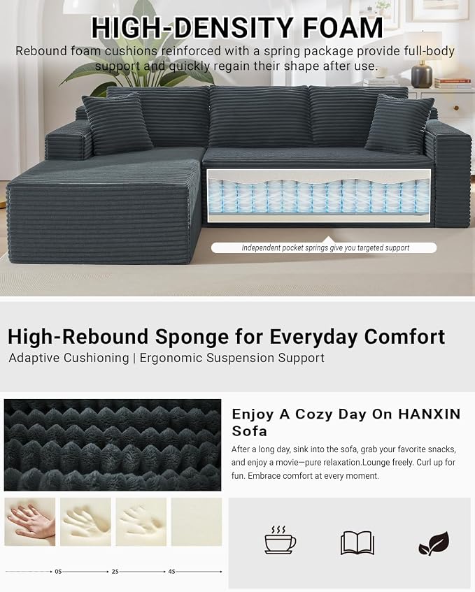 105 Inch Cloud Sectional Couch, Modern Modular Sectional Sofa - Image 4