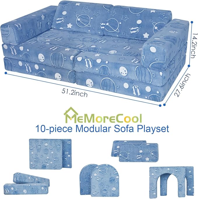 MeMoreCool Kids Couch, 10-Piece Modular Play Couch - Image 3