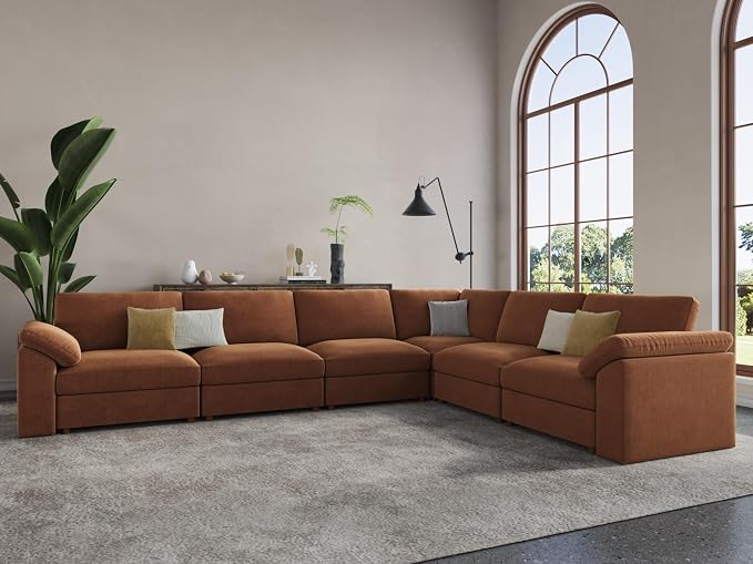 EASE MOOSE Oversized L Shape Sectional Couch, Extra Large Deep seat Brown by EASEMOOSE