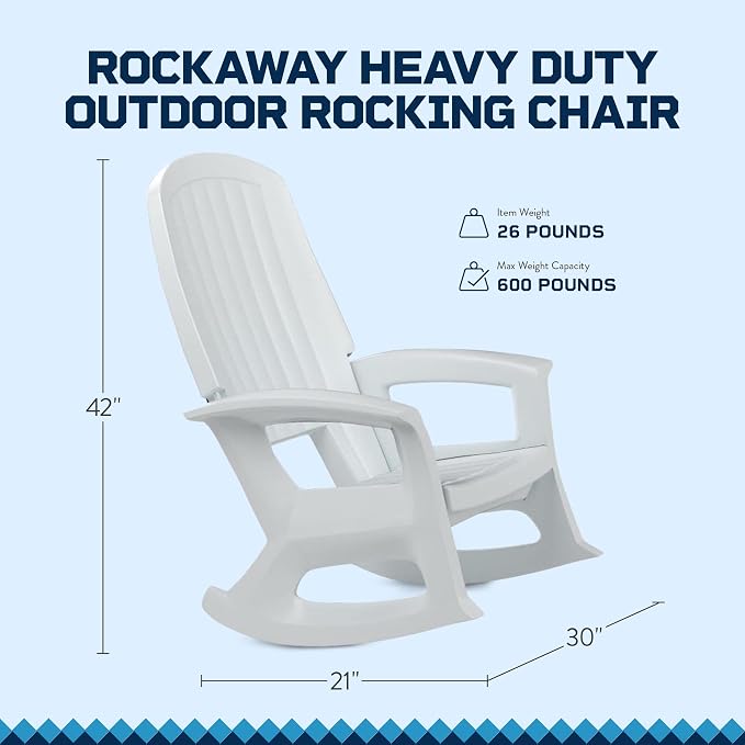 Semco Rockaway Heavy-Duty Outdoor Rocking Chair w/Low Maintenance All-Weather - Image 3