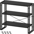 HCHQHS Bookshelf, 3-Tier Industrial Bookcase, Freestanding Horizontal by HCHQHS