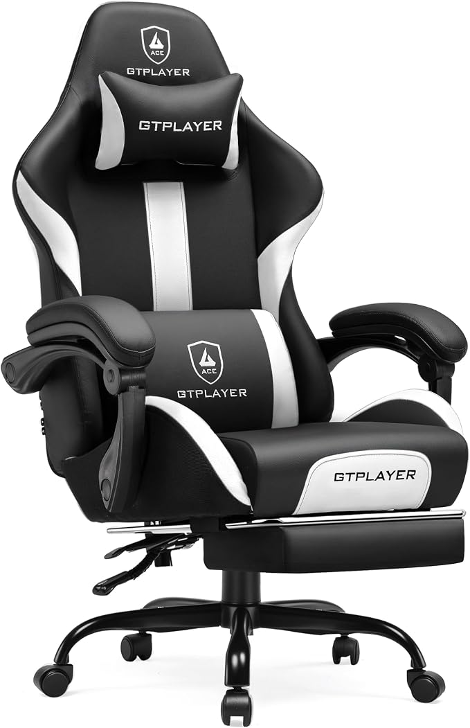 GTPLAYER Gaming Chair with Pocket Spring Cushion, Leather Office Chair with by GTPLAYER