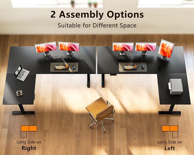 Casaottima 63 Inch Reversible L Shaped Electric Standing Desk, Ergonomic Height - Image 5