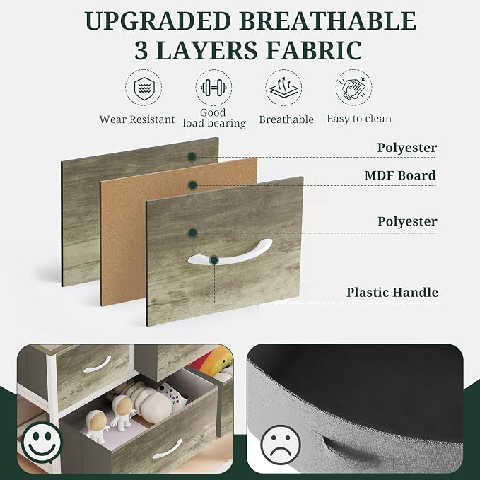 5-Drawer Dresser for Bedroom, Anti-Tip Wide Storage Organizer Fabric Chest of - Image 6