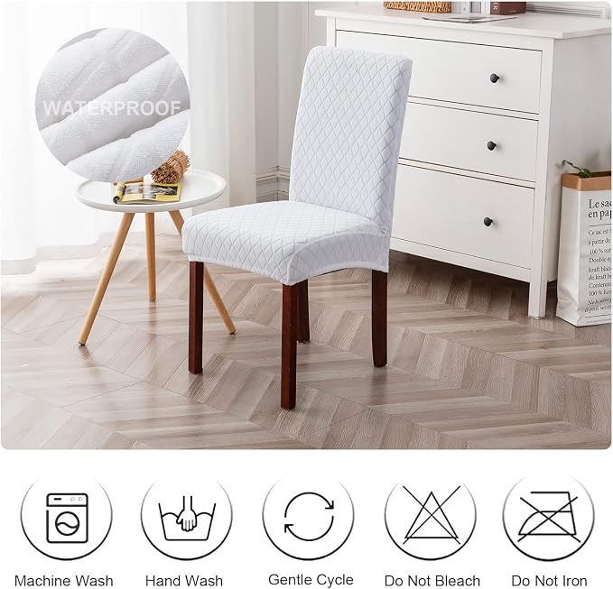 Genina Waterproof Chair Covers for Dining Room, Stretch Jacquard Dining Chair - Image 7