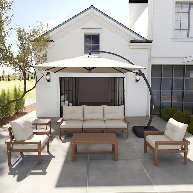 HDPE 10 Piece Outdoor Patio Furniture Set, All-Weather Outdoor Couch Set - Image 9