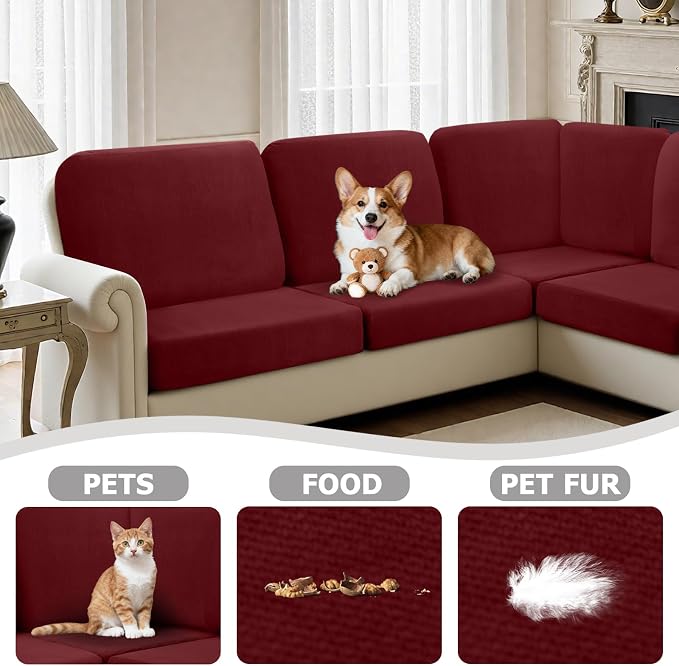 Arfntevss Velvet Sectional Couch Covers L Shape Couch Cushion Covers Slipcovers - Image 6