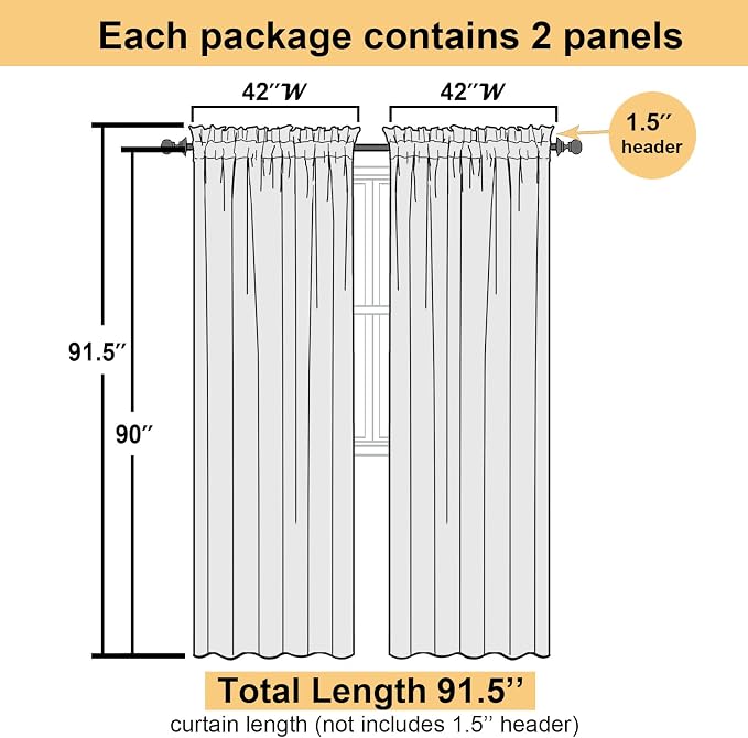 Lecloud Sheer Curtains 90 Inch Long 2 Panels, Chocolate Light Filtering Living - Image 5