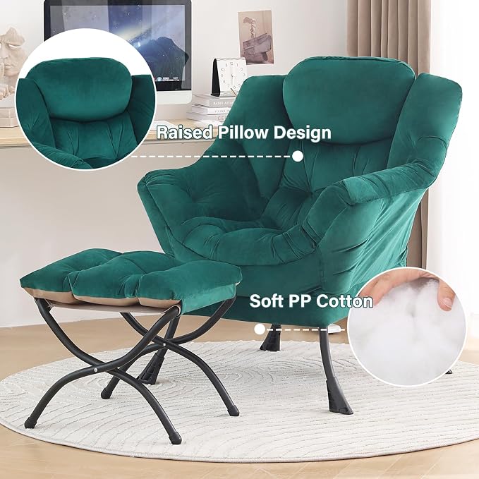 Tiita Lazy Chair with Ottoman, Comfy Leisure Sofa Armchair with Ottoman - Image 4