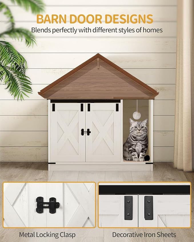 Hzuaneri Cat Litter Box Enclosure, Hidden Litter Box Cabinet Furniture - Image 4