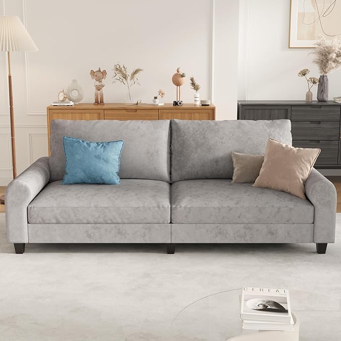 EASE MOOSE 88.5" Large Seat Velvet Loveseat Sofa, Soft Deep Seat Couches - Image 4