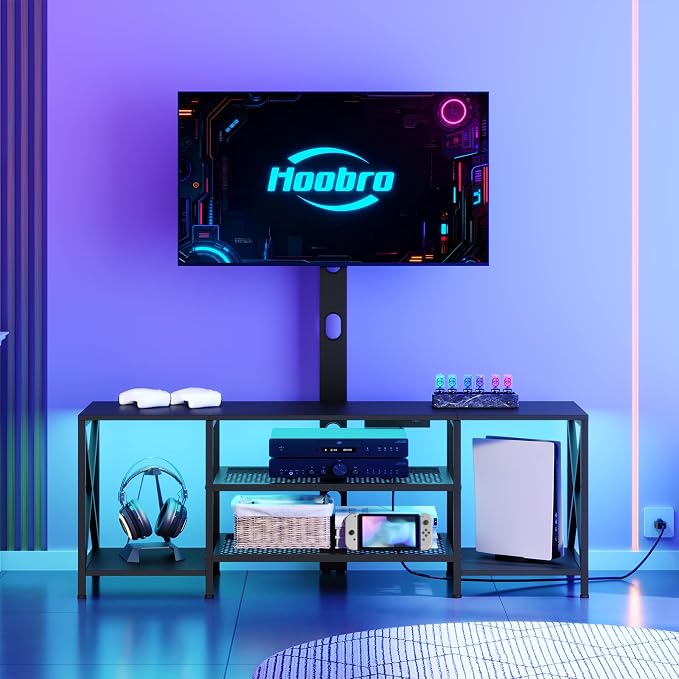 HOOBRO TV Stand with Mount and Power Outlet, LED Entertainment Center with - Image 9