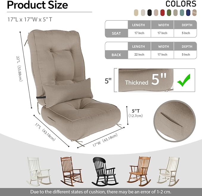 Rocking Chair Cushions with Pillow, Waterproof and Fade-Resistant Thicken - Image 2