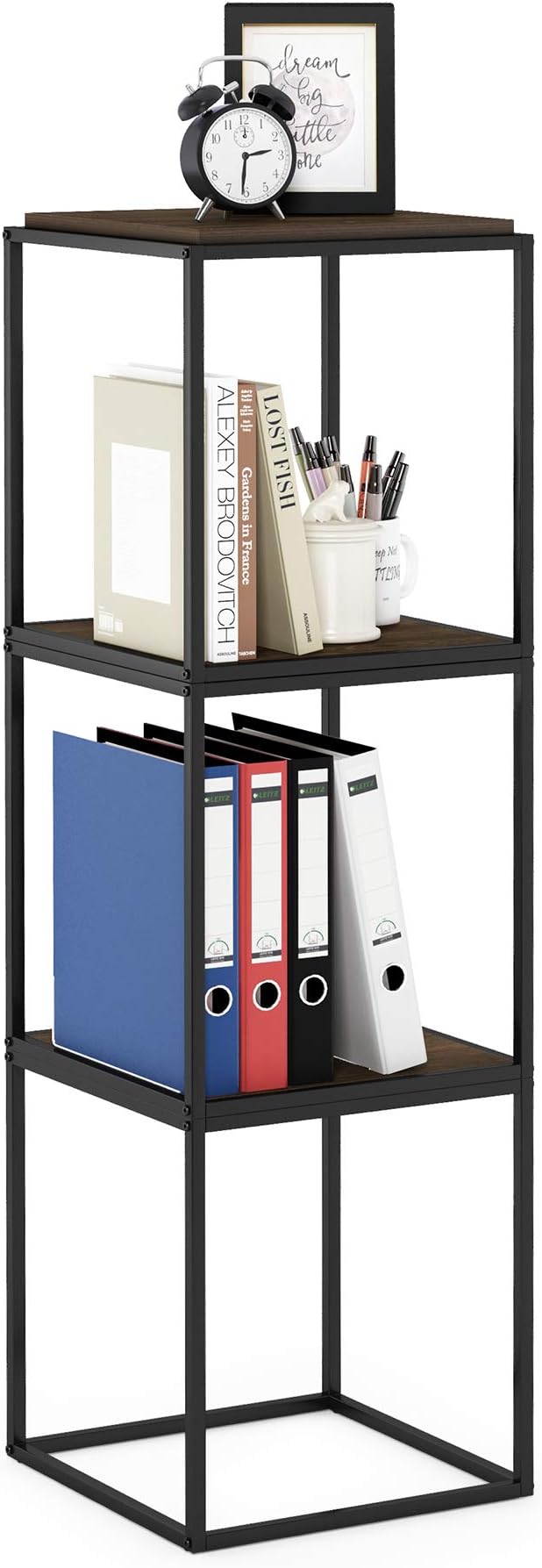 Furinno Moretti Cube Modern Stackable End Table Shelf, Columbia Walnut - Image 8