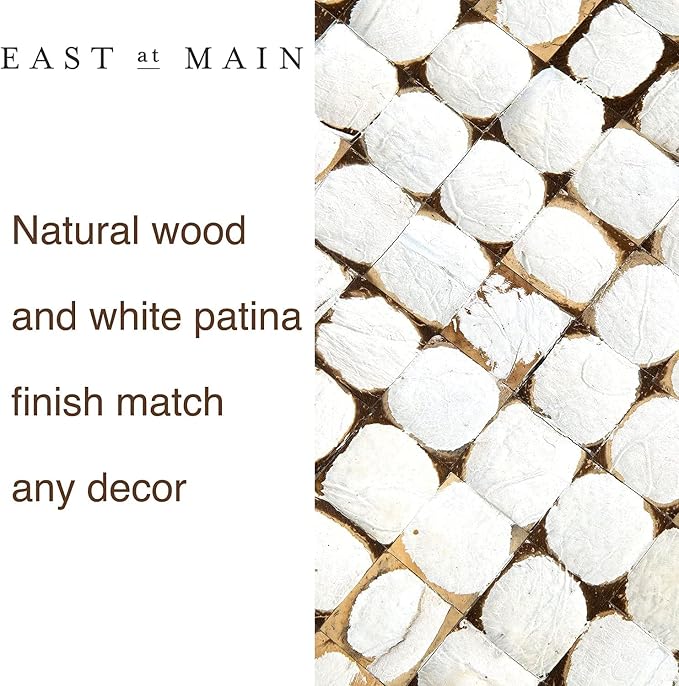 East at Main Boho Side Table Nightstand – White Coconut Shell End Table - Image 9